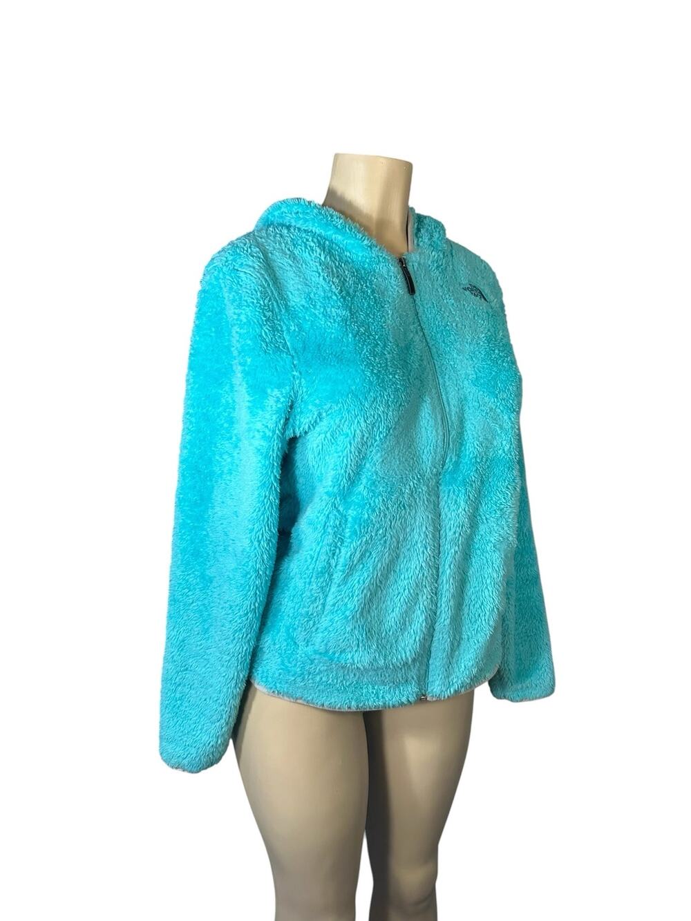 Women S TNF The North Face Cozy Furry Fuzzy Hooded Zip Blue Fleece Jacket Coat